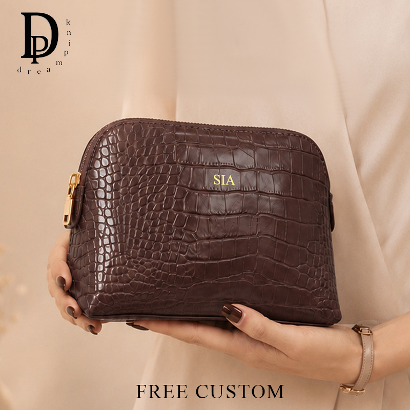 Luxury Skincare Samples - Tas Kosmetik Kulit Buaya Mewah Bermotif,